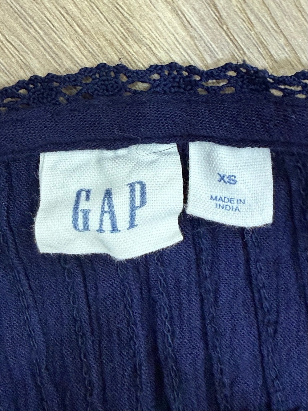 GAP Girls XS Navy Blue Lace Trim Long Sleeve Top - Picture 3 of 7